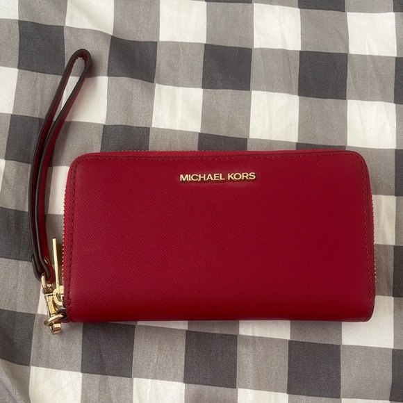 Michael Kors Jet Set Travel Leather Wristlet - Picture 1 of 9